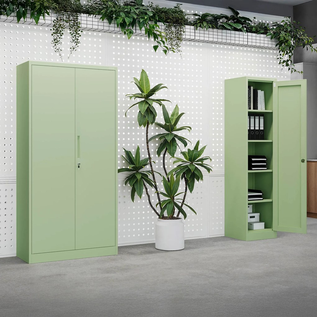 Szafa gospodarcza zamykana DAWID, 900 x 1850 x 450 mm, Fresh Style: pastelowy zielony