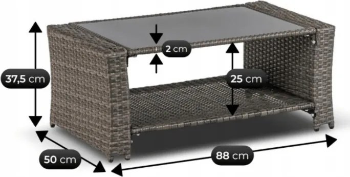 Zestaw Mebli Ogrodowych DELGADO Szary Sofa Fotele Pufy Stolik Technorattan Nowoczesny