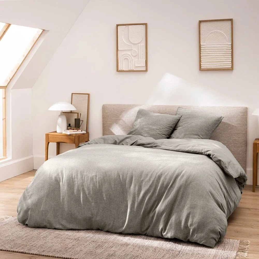 Szara bawełniana pościel dwuosobowa 3-częściowa 240x220 cm Meline – douceur d'intérieur