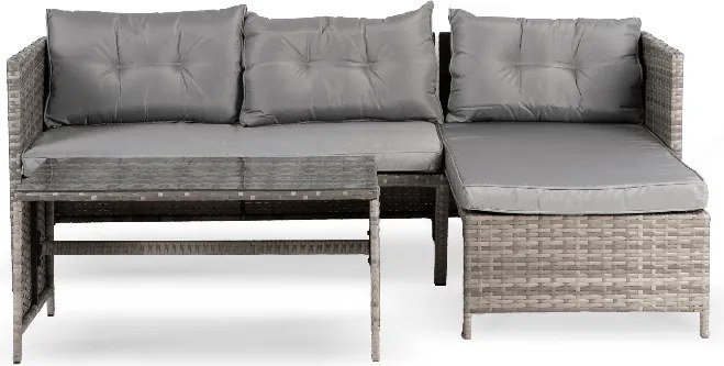 Zestaw Mebli Ogrodowych DALIANO Szary Narożnik Stolik Tarasowy Technorattan Nowoczesny