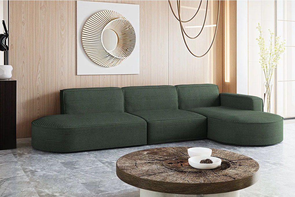 Narożnik w kształcie L Modena L, tkanina Poso, Zielony, Prawy