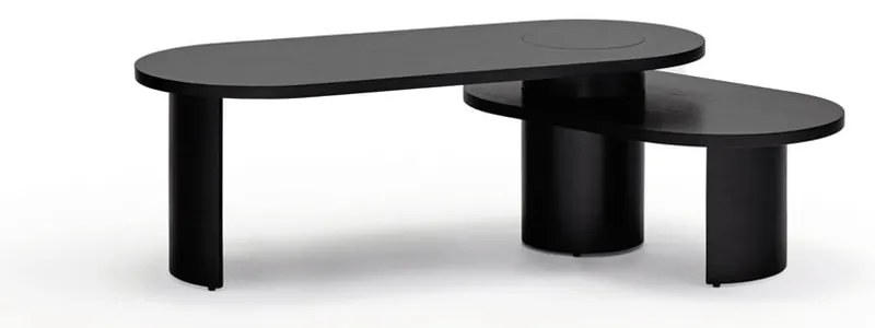 Czarny stolik w dekorze jesionu 120x50 cm Nori – Teulat