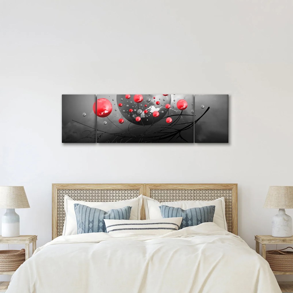 Obraz czerwonych abstrakcyjnych kul (170x50 cm)