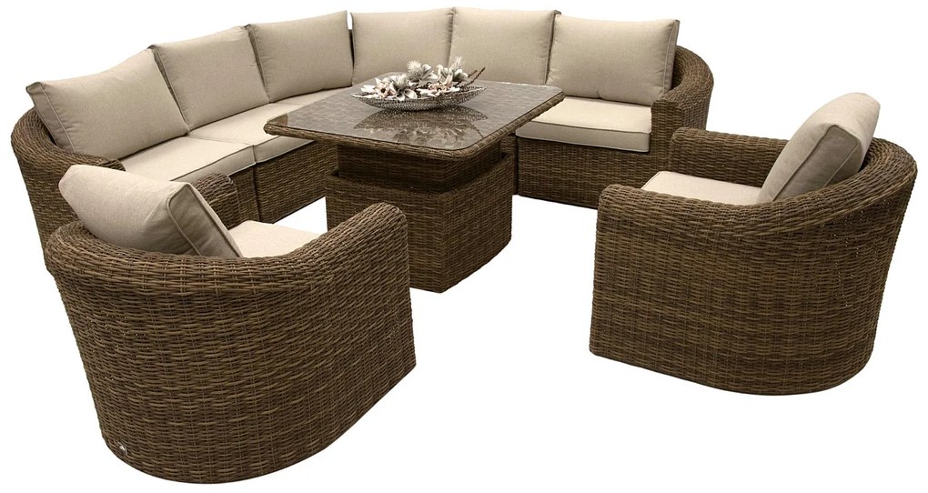 Rattanowy zestaw modułowy BORNEO LUXURY dla 7 osób (brązowy)
