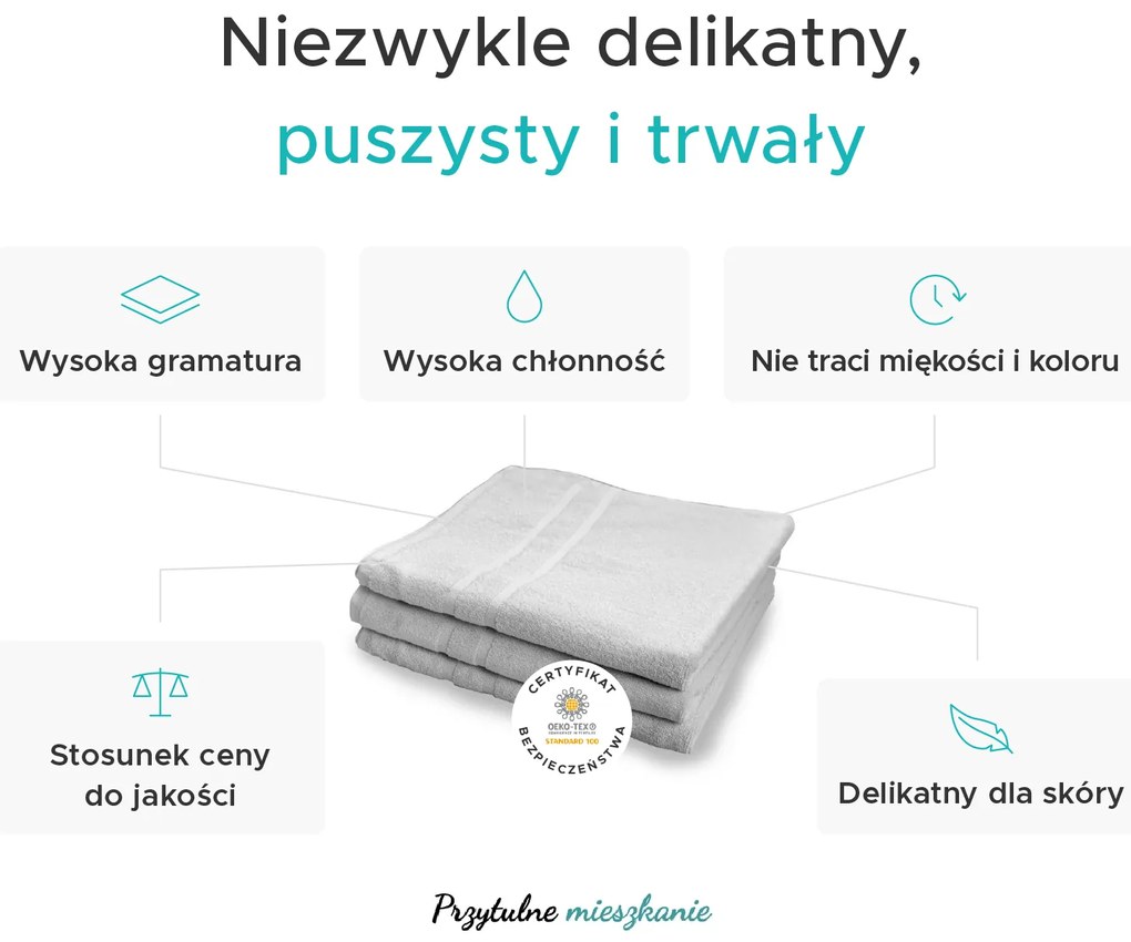 Ręcznik kąpielowy hotelowy Royal 70x140 cm biały, 100% bawełna