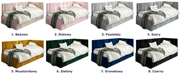 Granatowy welwetowy tapczan typu l H4-Z60