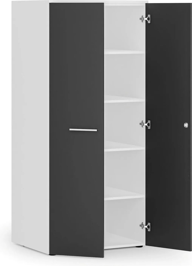 Szafa biurowa z drzwiami PRIMO WHITE, 1781 x 800 x 600 mm, biały/grafitowy