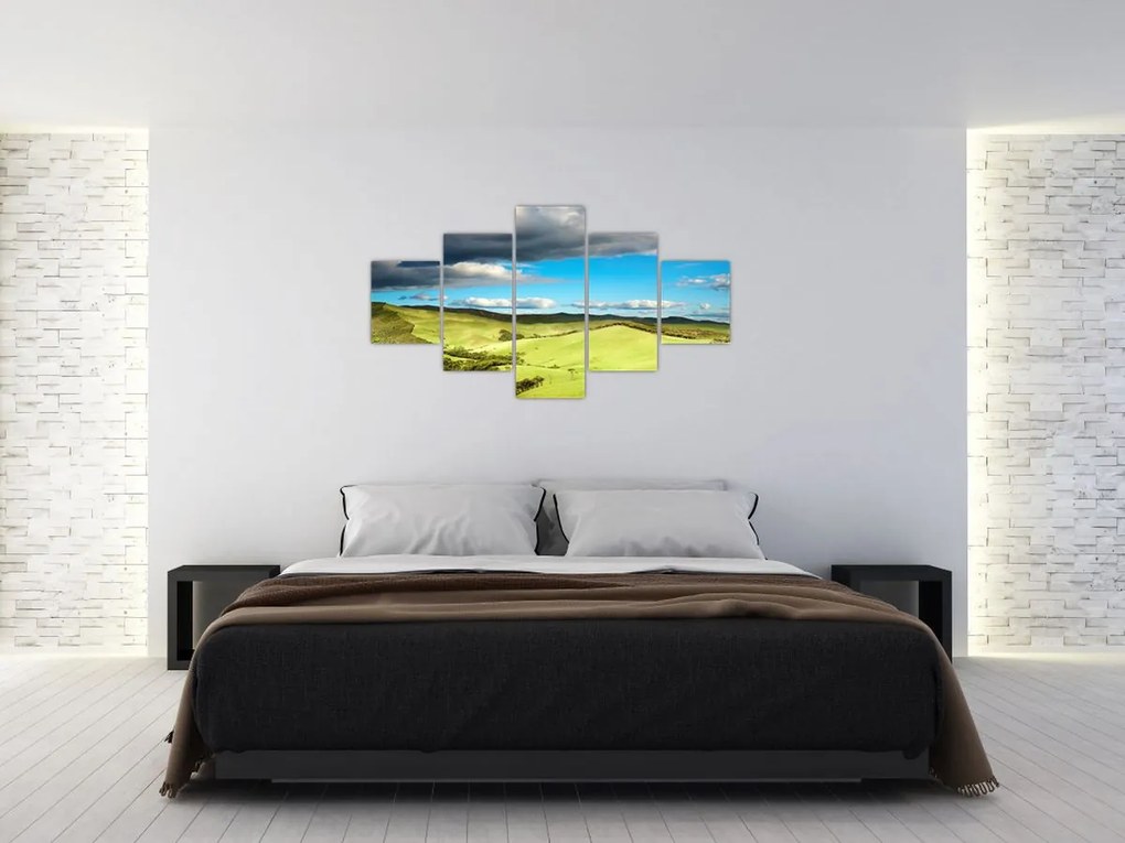 Obraz - Zielony krajobraz ze wzgórzami (125x70 cm)