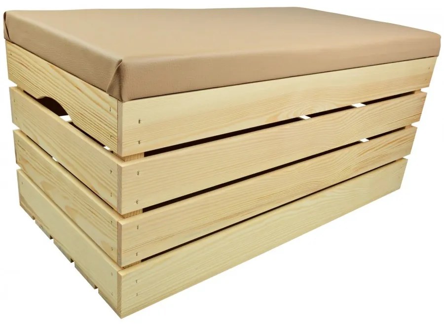 Pufa kufer skrzynia drewniana sosnowa siedzisko 80cm naturalna