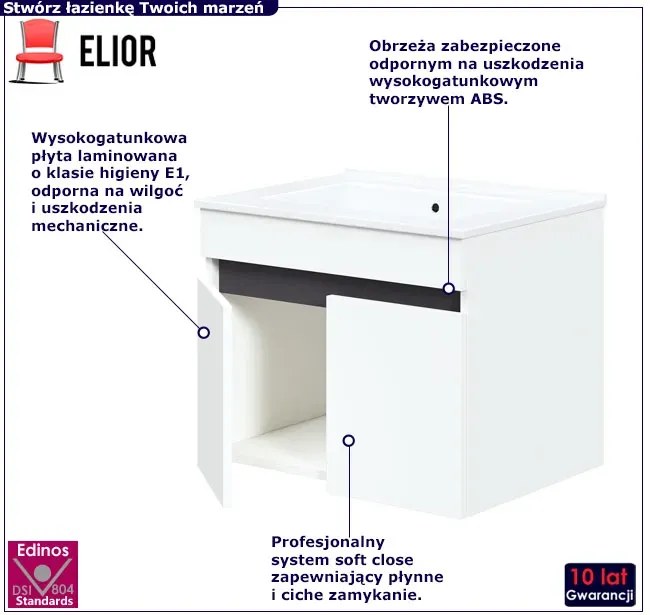 Szafka łazienkowa pod umywalkę biały + antracyt P0-S45