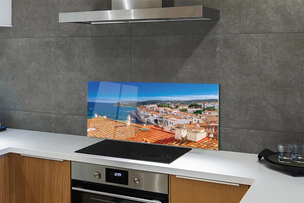 Panel szklany do Kuchni Miasto Pomiędzy Morzem a Górami