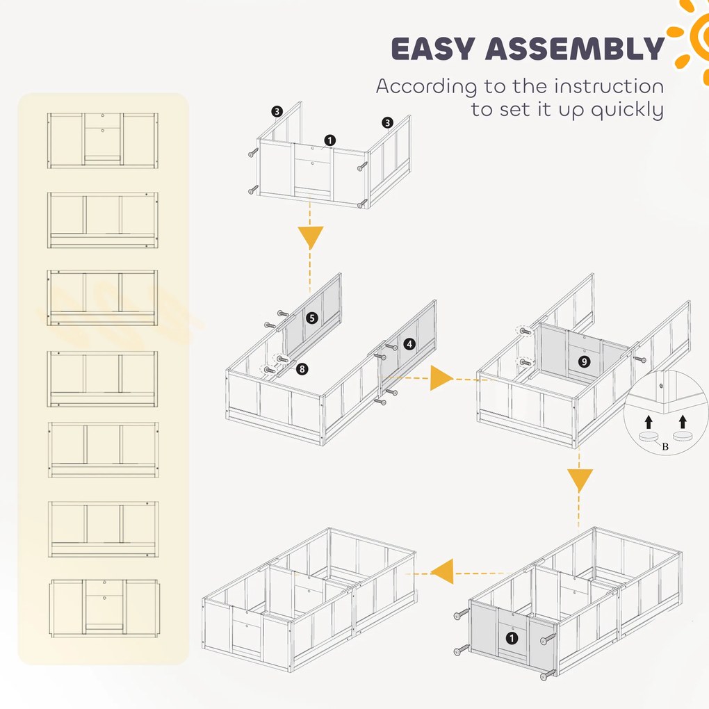 PawHut Skrzynia dla Szczeniąt, z Wodoodpornym i Możliwym do Prania Legowiskiem, Przezroczystymi Panelami, Projektem Dwuizbowym, dla Małych Psów
