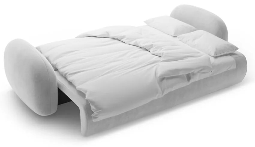 Jasnoszara aksamitna rozkładana/ze schowkiem sofa 262 cm Tonale – Cosmopolitan Design