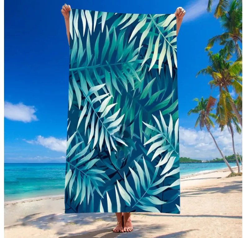 Zestaw plażowy BORNEO – ręcznik plażowy 100×180 cm i ponczo 80×145 cm, ciemnoniebieski