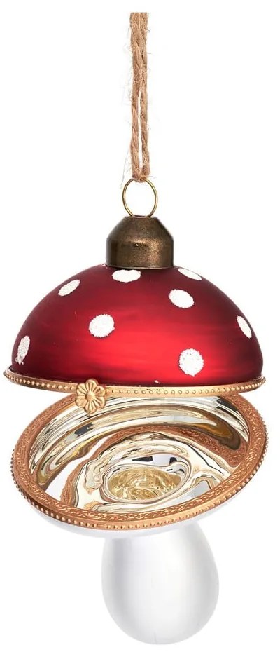 Szklana ozdoba świąteczna wykonana ręcznie 9 cm Mushroom – Sass &amp; Belle