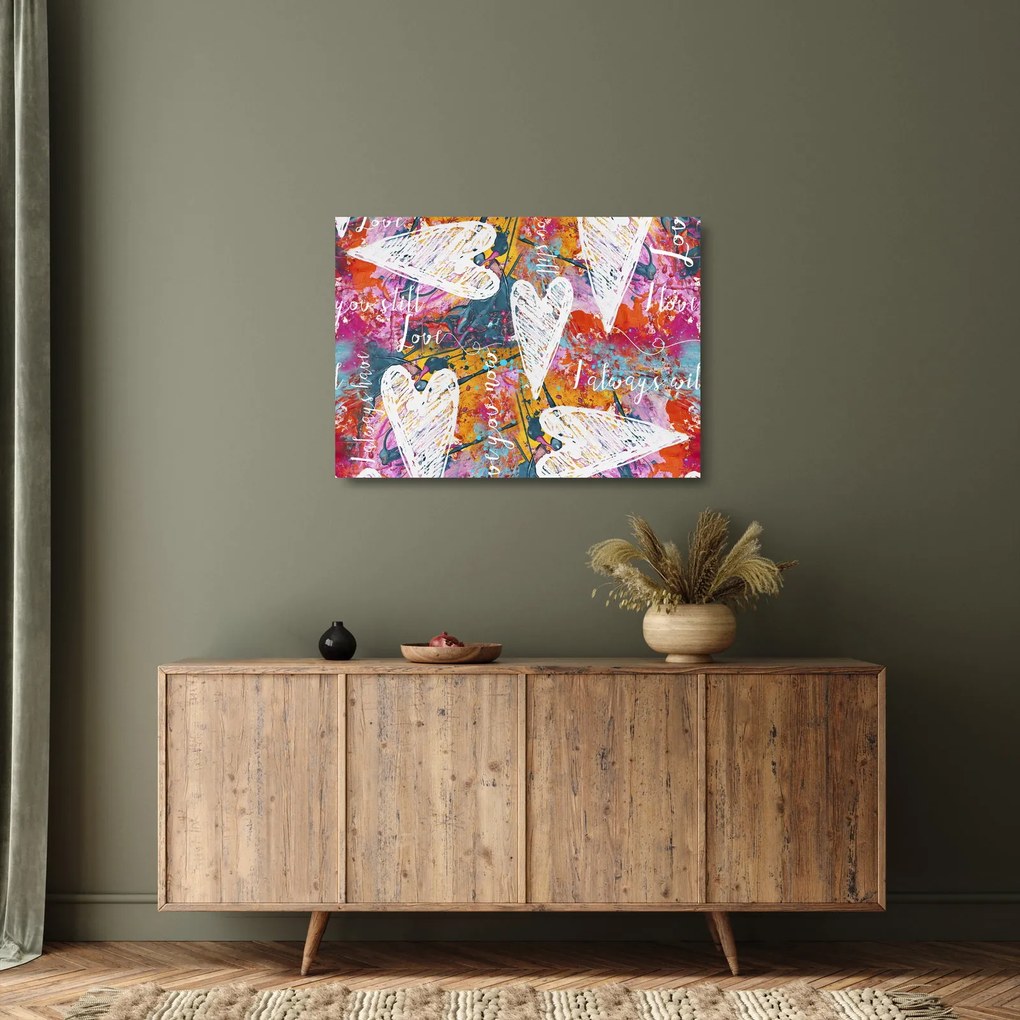Obraz na szkle - Serce na abstrakcyjnym tle (70x50 cm)