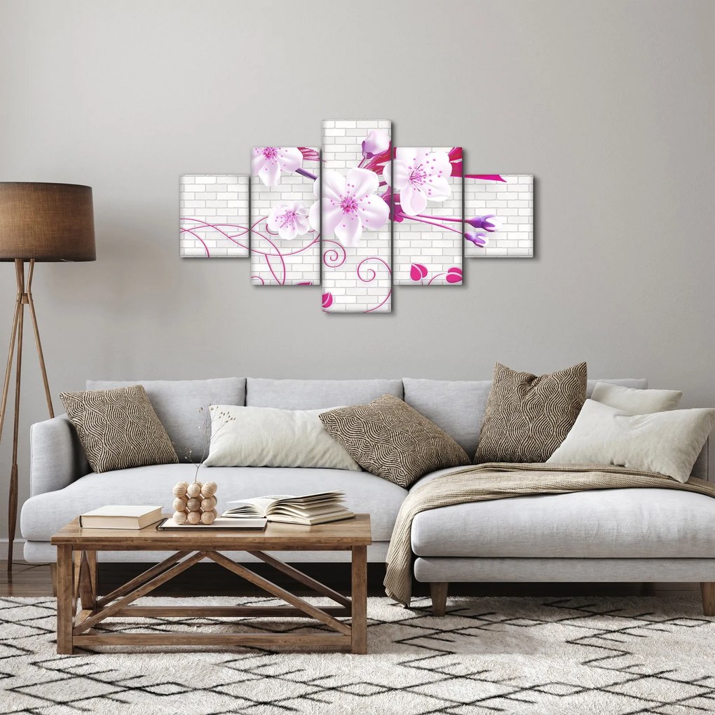 Obraz gałązki z kwiatami (125x70 cm)