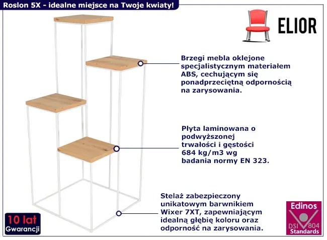Skandynawski stojak na kwiaty biały + dąb artisan P4-M41