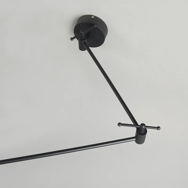 Lampa wisząca czarna z kloszem 35 cm jasnoniebieski regulowany - Blitz Nowoczesny Oswietlenie wewnetrzne