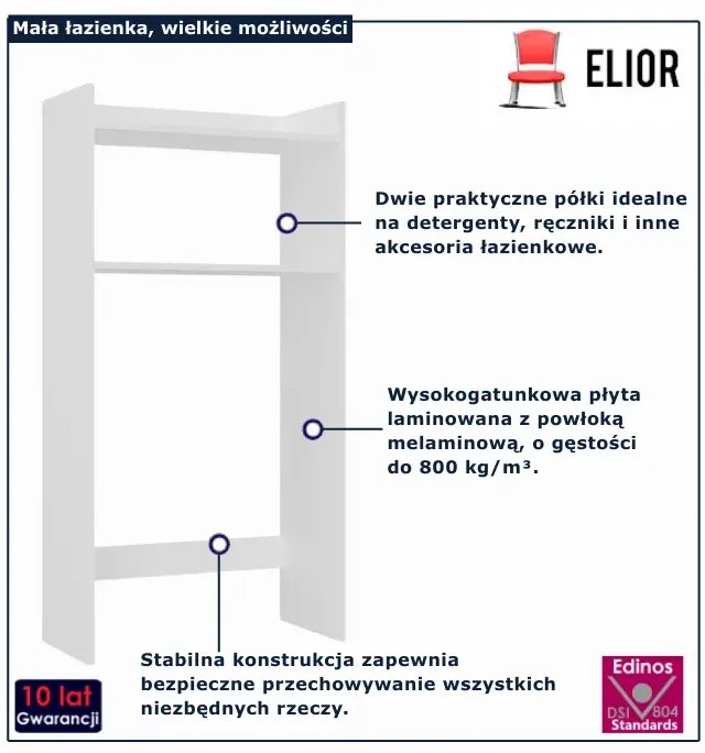 Biała szafka na pralkę z półką T8-B80