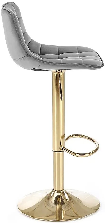 Szary pikowany hoker glamour tapicerowany welurem E4-N21