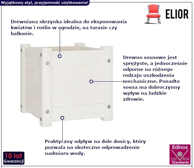 Biała donica ogrodowa S1-B62