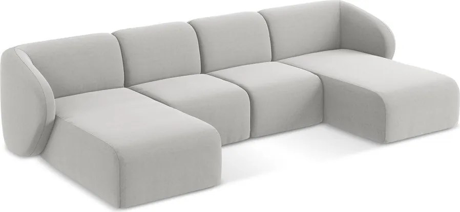 Jasnoszary aksamitny narożnik (w kształcie litery U) Lani – Makamii