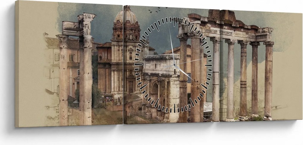 Obraz - Forum Romanum, Rzym, Włochy (z zegarem) (90x30 cm)