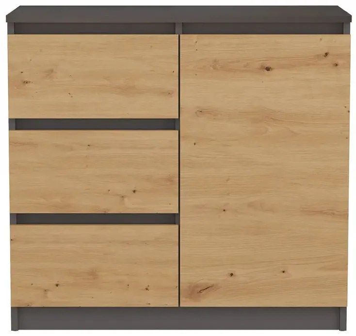 Komoda Z 3 Szufladami Dąb Artisan + Antracyt W5-D27