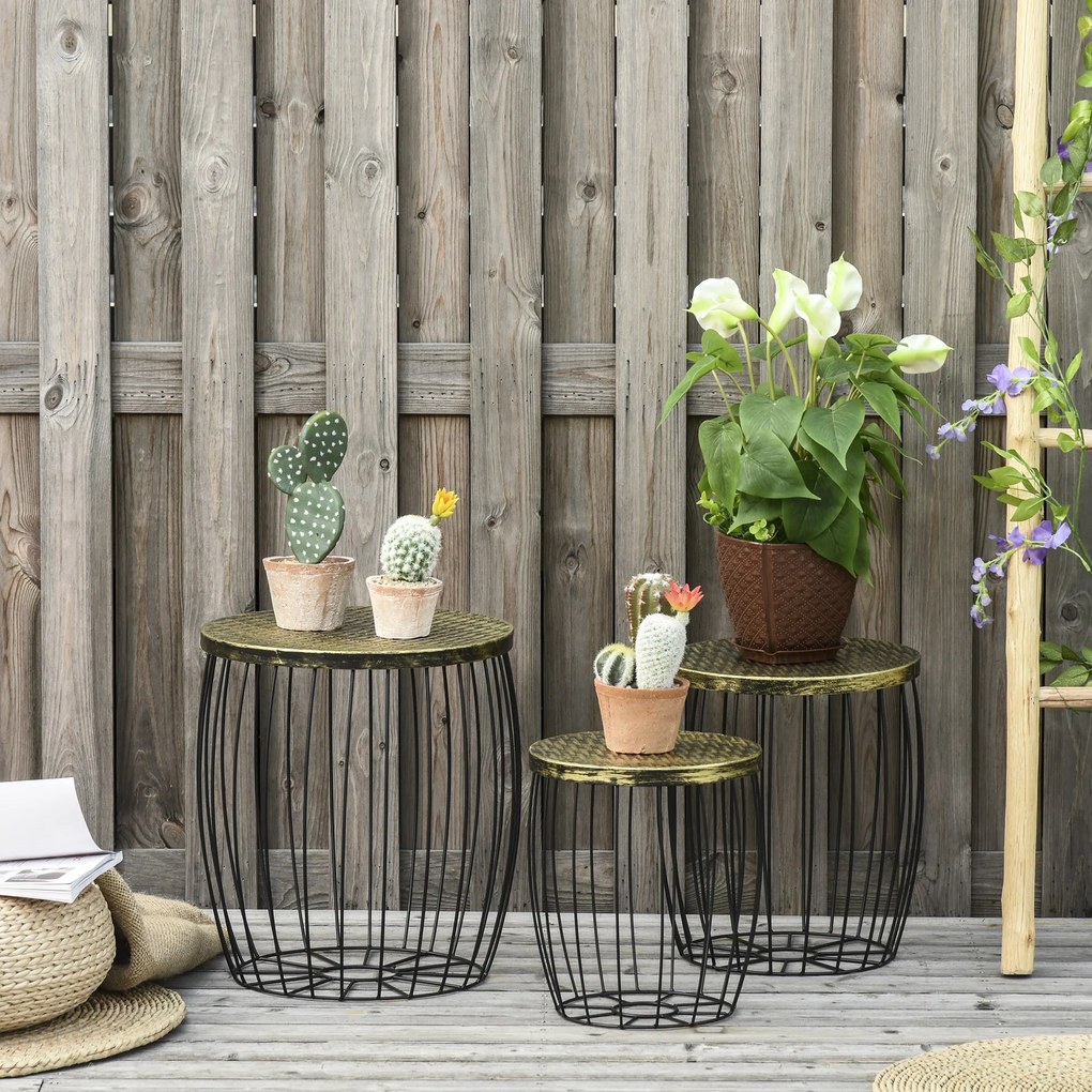 Outsunny stoliki metalowe 38 cm x 38 cm x 41 cm