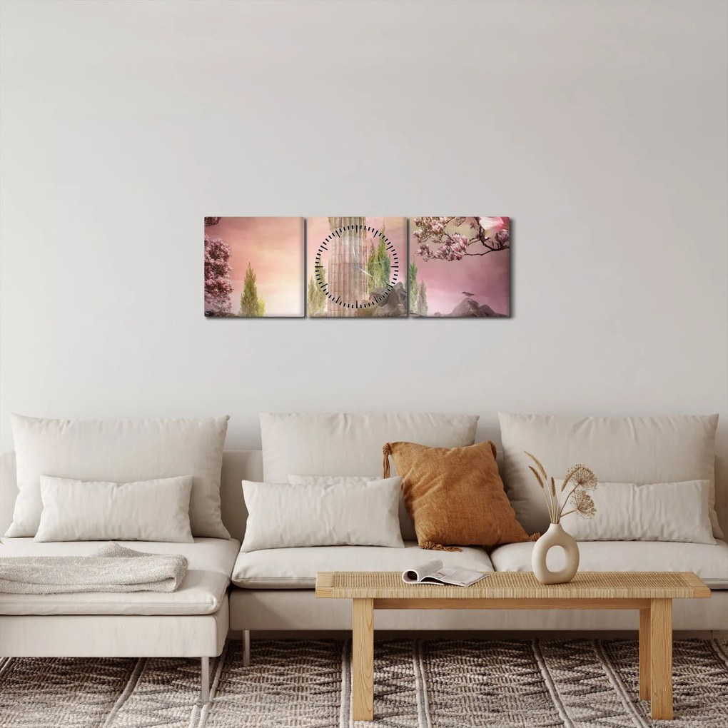 Obraz - Kraina marzeń (z zegarem) (90x30 cm)