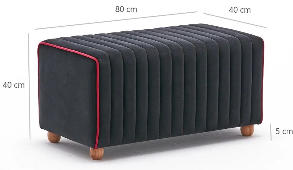 Stołek Mabel Pouf Czarny