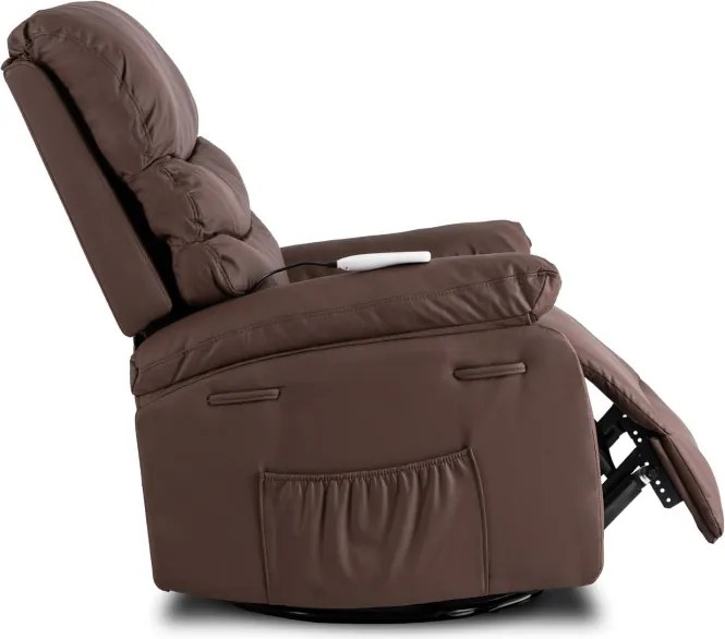 Fotel Masujący BRUCE Rozkładany Brązowy Ekoskóra Nowoczesny