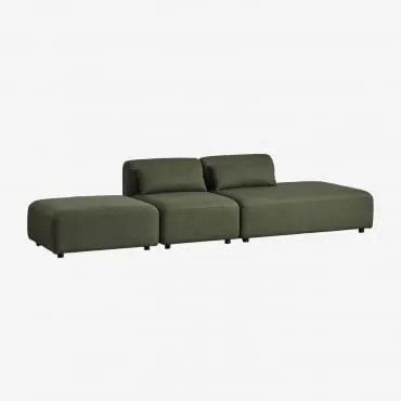 Sofa Modułowy 2-częściowy Z Prawym Szezlongiem I Pufem Fogler Tkanina Baranek Boucle Żółty Curri - Sklum