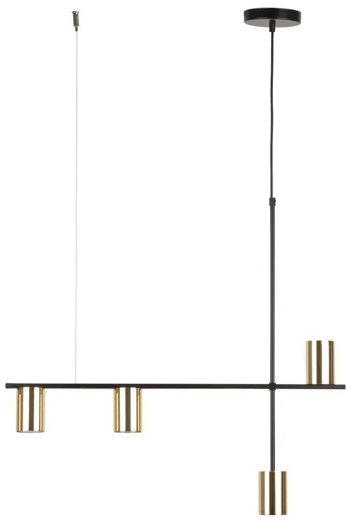 Vendo 4 czarna - lampa liniowa nowoczesna, klosze mosiądz, 70cm