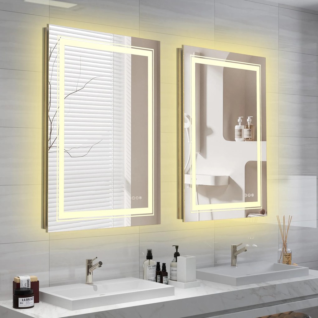 Lustro ścienne łazienkowe srebrne podświetlane VERO lustro ścienne łazienkowe, srebrny