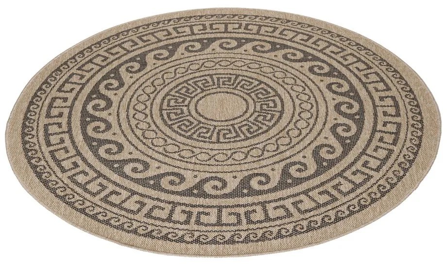 Czarno-beżowy okrągły dywan odpowiedni na zewnątrz ø 120 cm Comilla – Ayyildiz Carpets