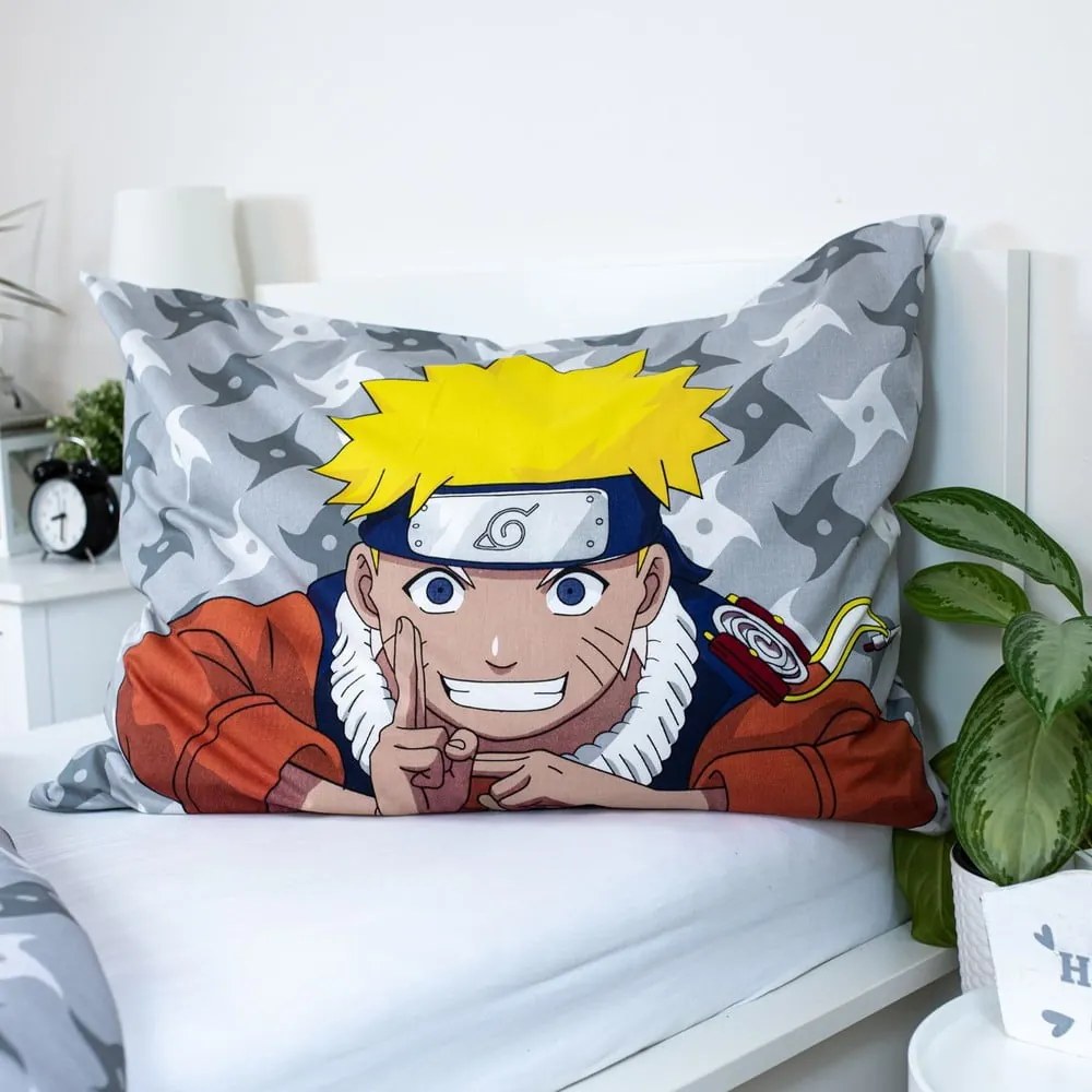 Bawełniana pościel dziecięca jednoosobowa 140x200 cm Naruto "Grey" – Jerry Fabrics