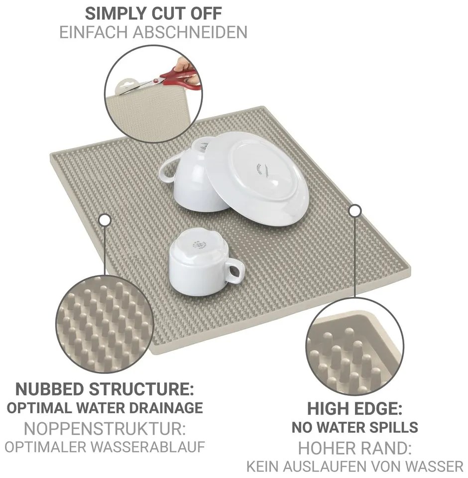 Beżowa gumowa podkładka do naczyń 40x30 cm Maxi – Wenko