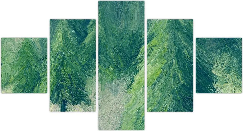 Obraz - Malowane drzewa iglaste (125x70 cm)