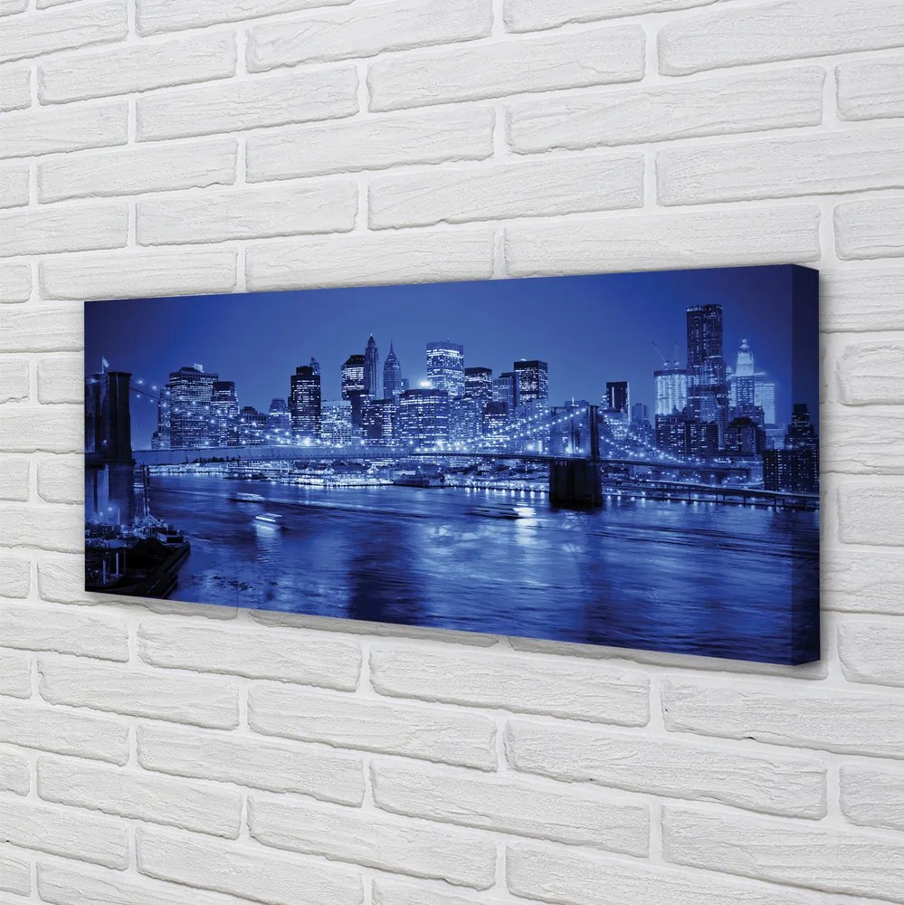 Obraz drukowany na płótnie Miejskie Pejzaże: Rzeka, Most, Wieżowce