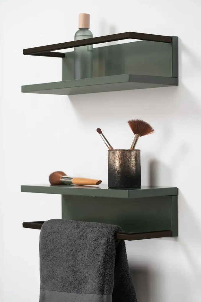 Półka łazienkowa z relingiem LOV 40 cm szaro-zielony półmat KROFAM