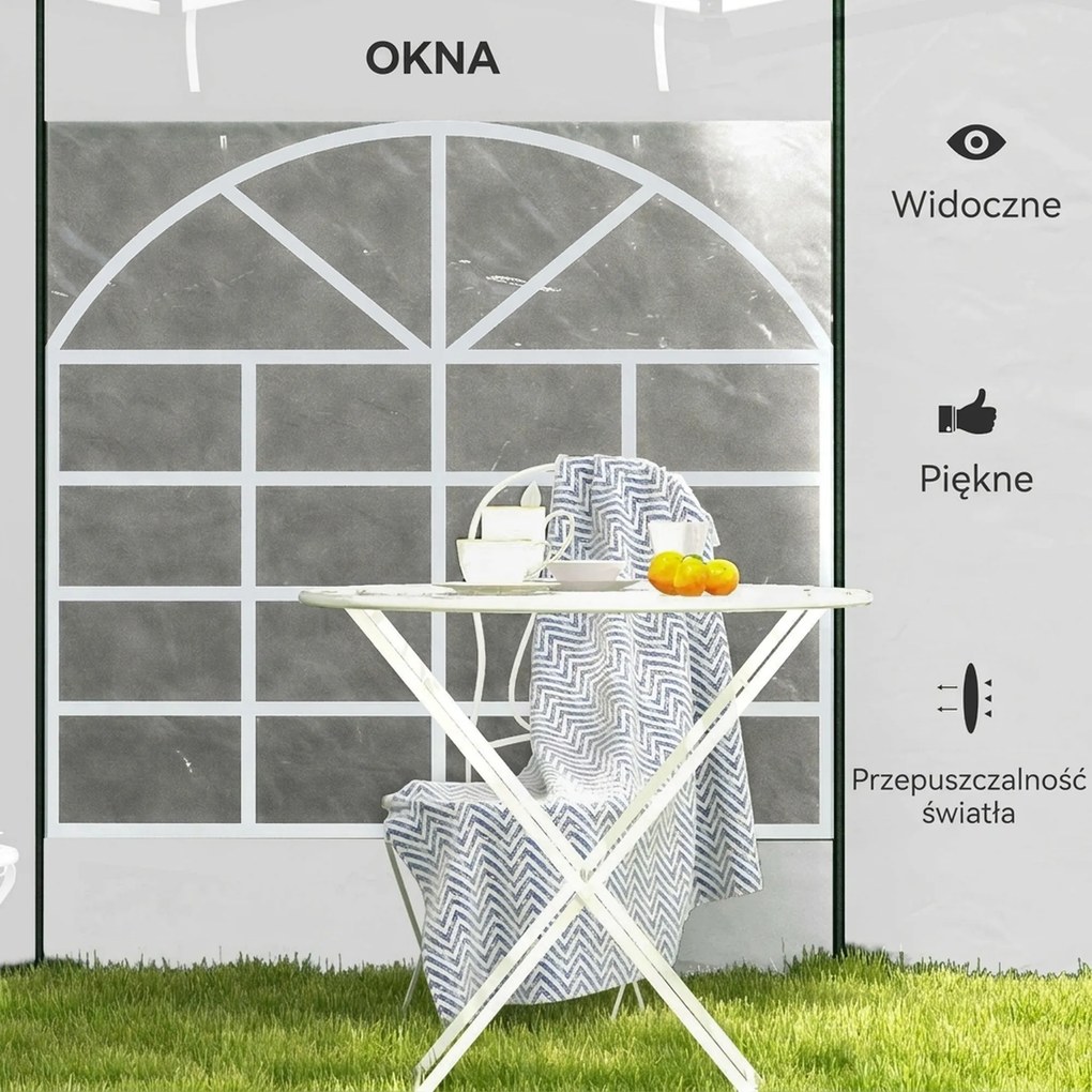 Outsunny Zasłony do Altany, Zestaw 2 szt., do altan ogrodowych 3x6m lub 3x3m, z oknami i drzwiami, Biały