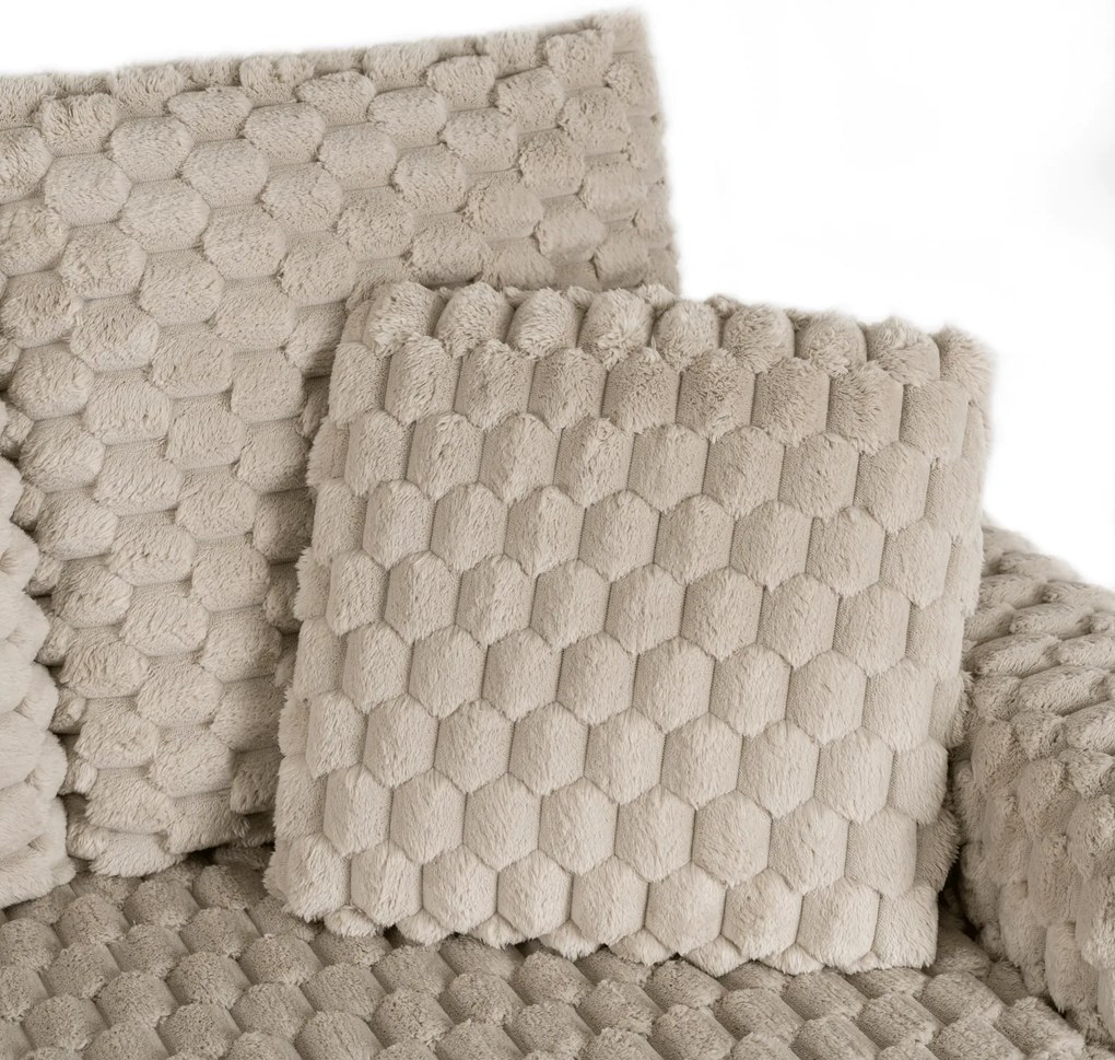 Fotel Wypoczynkowy Sofa KOBEL Beżowy Pluszowy Nowoczesny