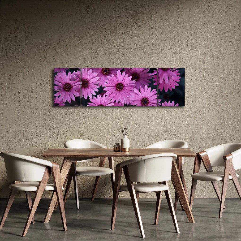 Obraz różowych kwiatów (170x50 cm)