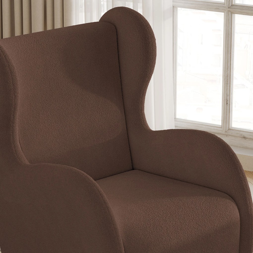 Fotel MASTI do Salonu WYGODNY, Styl Minimalistyczny, Tkanina Quelle, Kolor Brązowy