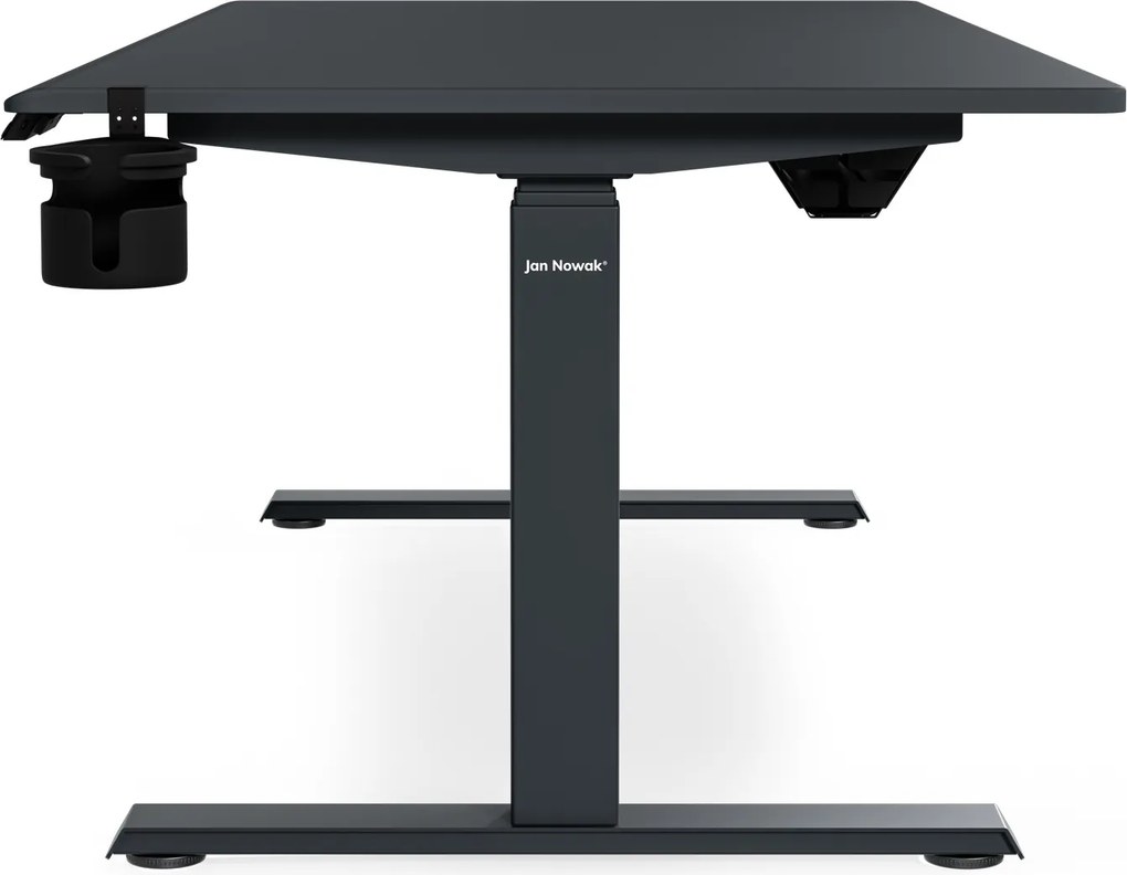 Biurko elektryczne z regulacją wysokości ergonomiczne antracytowe,1600x800 mm: ARIA