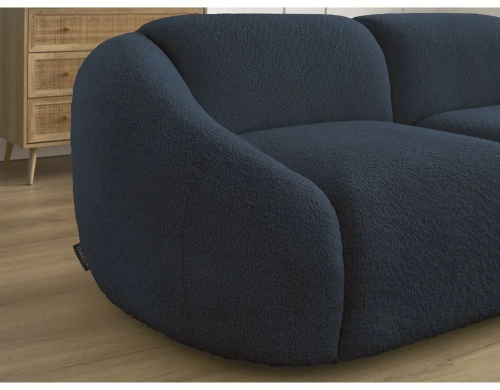 Ciemnoniebieska sofa z materiału bouclé 230 cm Tina – Bobochic Paris