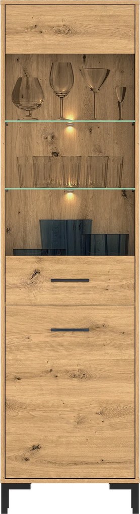 Witryna z przeszkleniem Nevio 18, dąb artisan