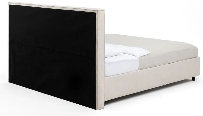 Beżowe tapicerowane łóżko dwuosobowe ze schowkiem z materacem i stelażem 180x200 cm Myra Bold – Bonami Selection